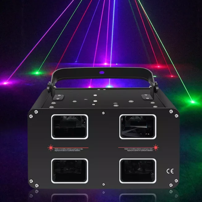 SBL 4 LENS SQUARE RGB FULLCOLOR Laser Light Dj Lights Party Light Beam  Effect Sound Activated Strobe Lights RGB LED Music Lights by DMX Control  for Disco Dancing Birthday Bar.. - SBL
